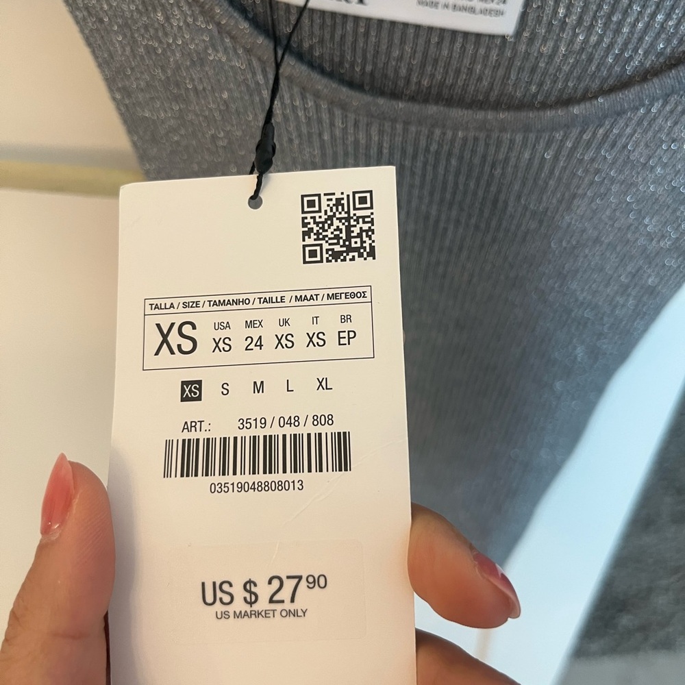 Zara Gray Ribbed Cut Out Tank Top - Picture 2 of 2